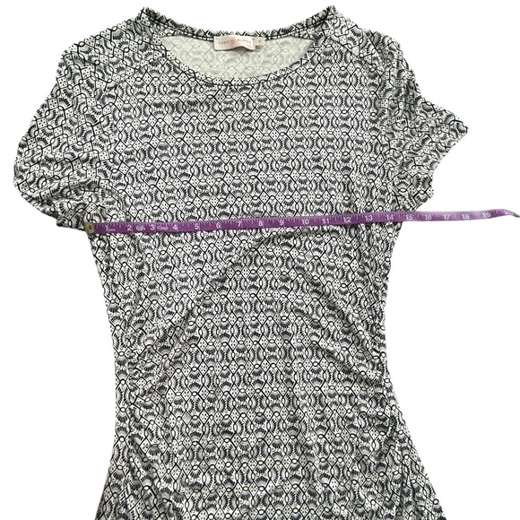 Tory Burch 100% Silk Myrtle Fitted Ruched Dress Black Purple Size Medium - Picture 7 of 9